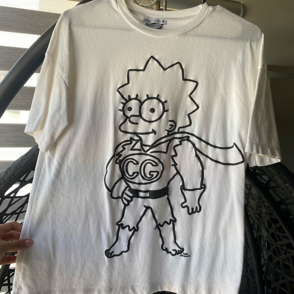 Zara white lisa simpson t shirt